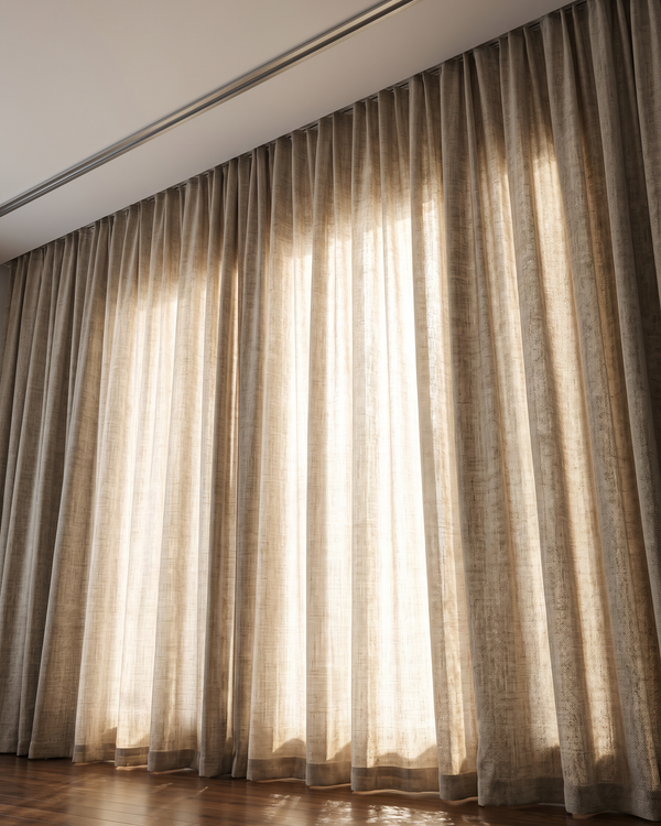 Linen Whisper Sheer Curtains – Elegant Semi-Shade Drapes in Beige, Grey or Cream White | Soft S-Fold Luxury Window Panels