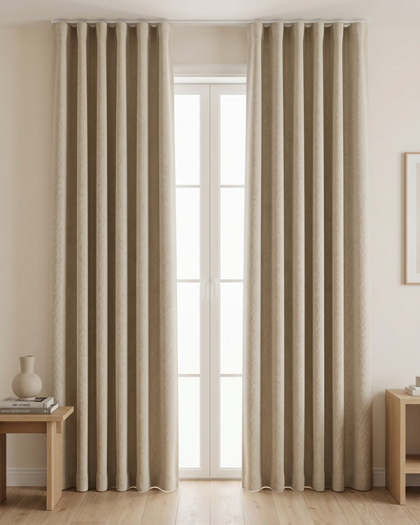 Premium French Cream Blackout Curtains for Living Room & Bedroom