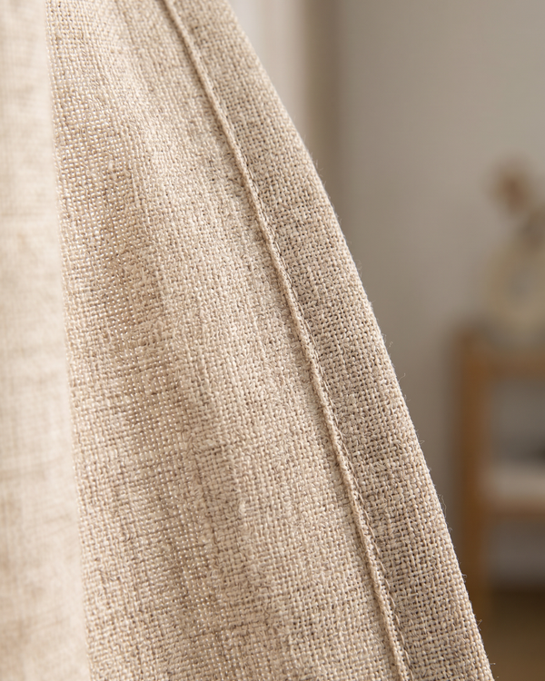 Linen Whisper Sheer Curtains – Elegant Semi-Shade Drapes in Beige, Grey or Cream White | Soft S-Fold Luxury Window Panels