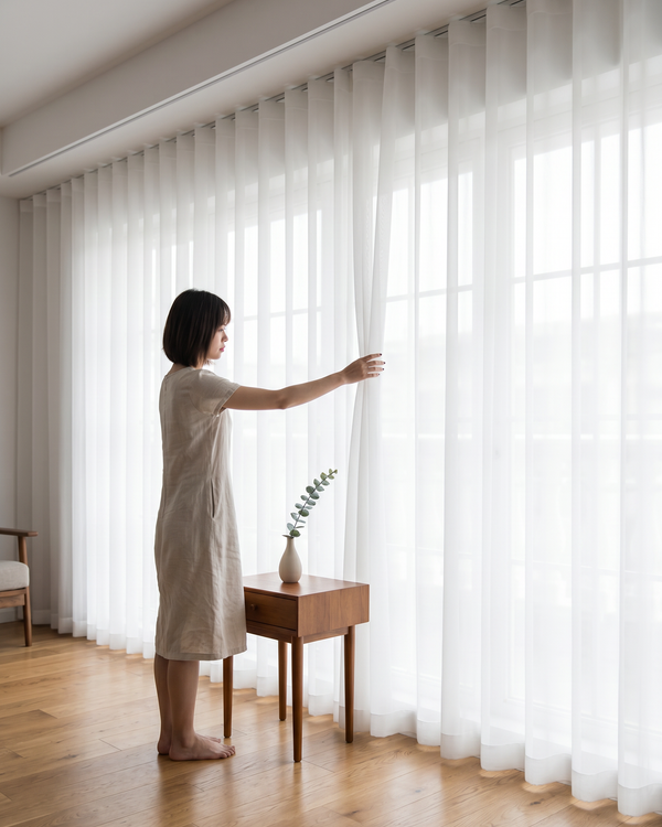 EASYLY Snow White Sheer Curtains – Custom Wavy & Pleated Styles