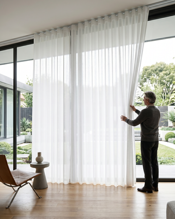 EASYLY Snow White Sheer Curtains – Custom Wavy & Pleated Styles