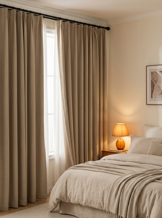 Premium French Cream Blackout Curtains for Living Room & Bedroom
