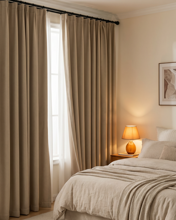 Premium French Cream Blackout Curtains for Living Room & Bedroom
