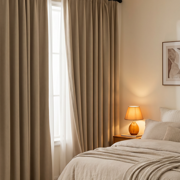 Premium French Cream Blackout Curtains for Living Room & Bedroom