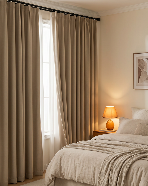 Premium French Cream Blackout Curtains for Living Room & Bedroom