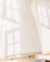 Premium White Striped Tulle Drapes: The Tokyo Collection