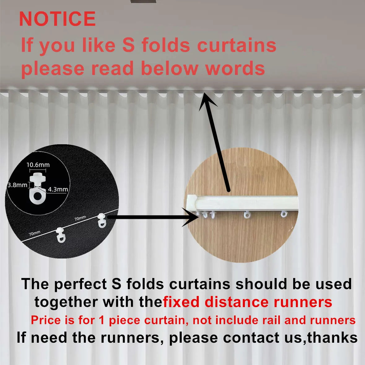 S Fold Wavy Curtains Super Soft Snow Pure White Window Tulle Wave Curtains for Living Room Big Chiffon Sheer Voile Bedroom