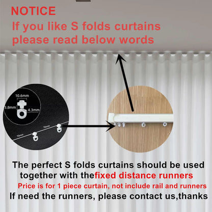 S Fold Wavy Curtains Super Soft Snow Pure White Window Tulle Wave Curtains for Living Room Big Chiffon Sheer Voile Bedroom