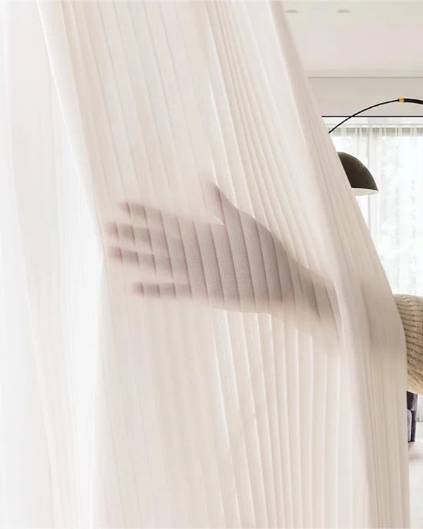 Premium White Striped Tulle Drapes: The Tokyo Collection