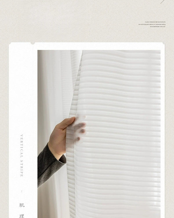 Premium White Striped Tulle Drapes: The Tokyo Collection