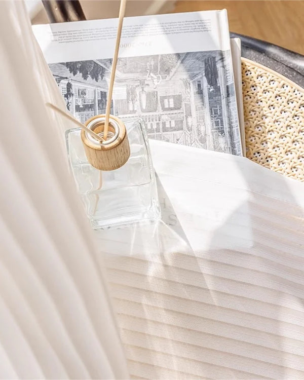 Premium White Striped Tulle Drapes: The Tokyo Collection