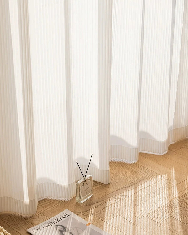 Premium White Striped Tulle Drapes: The Tokyo Collection