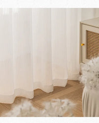Premium White Striped Tulle Drapes: The Tokyo Collection