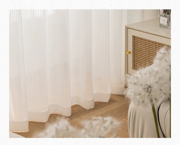Premium White Striped Tulle Drapes: The Tokyo Collection