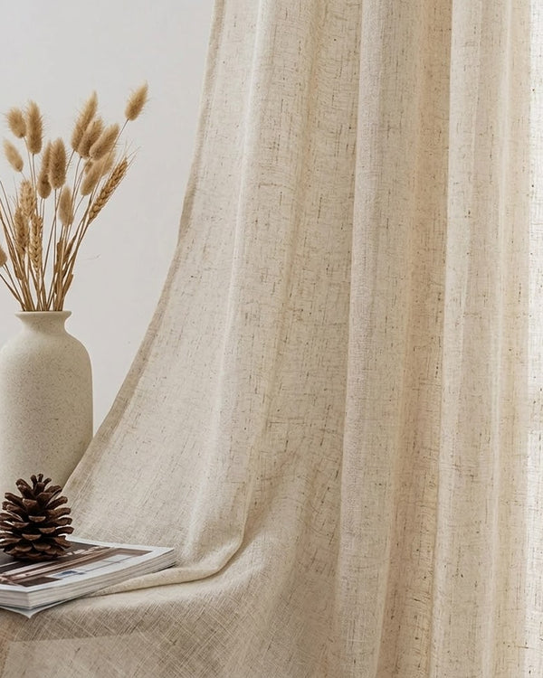 Textured Flax Linen Voile Drapes: The Minimalist Collection